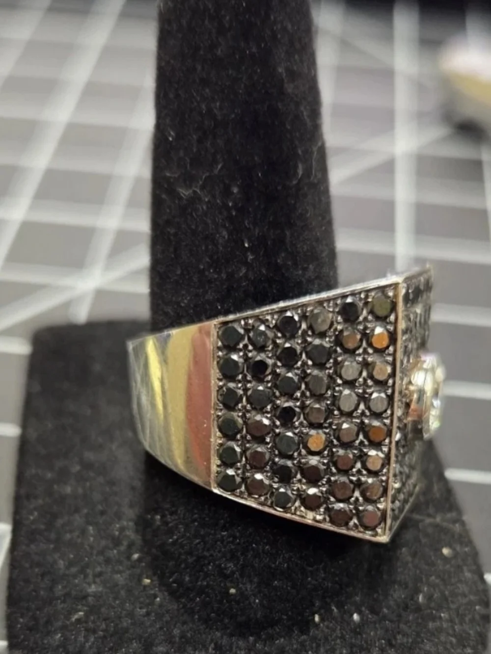 ✨ Steve Soffa 14K Gold Black & White Diamond Men's Ring 💎 Size 8.5 14.79 DWT